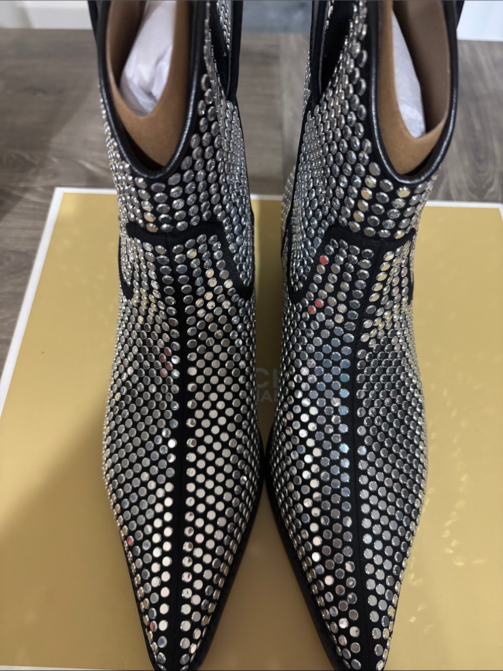 Michael Kors Black Ankle Boots with Silver Studs